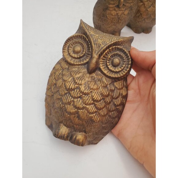 Owl figurine Vintage cast metal wall statuette Animal figurine Bronze Ow… - Picture 9 of 10
